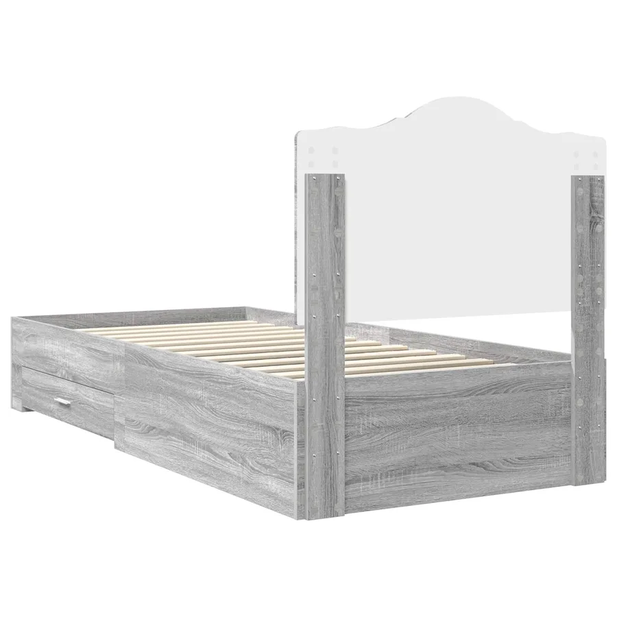 Cadre de lit Gris Sonoma 75 x 190 cm Bois d'ingénierie - 9