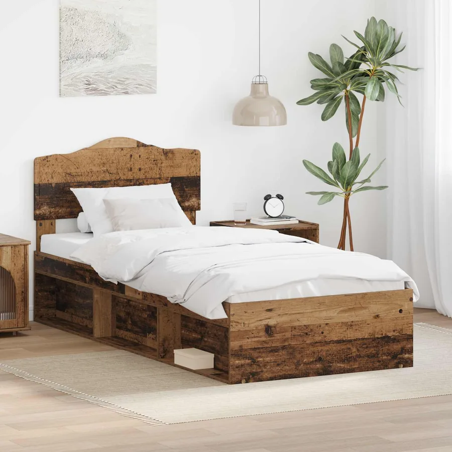 Cadre de lit Bois ancien 90 x 190 cm Bois de pin massif