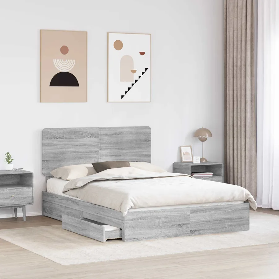 Lit de Rangement Gris Sonoma 150 x 200 cm Bois d'ingénierie - 3