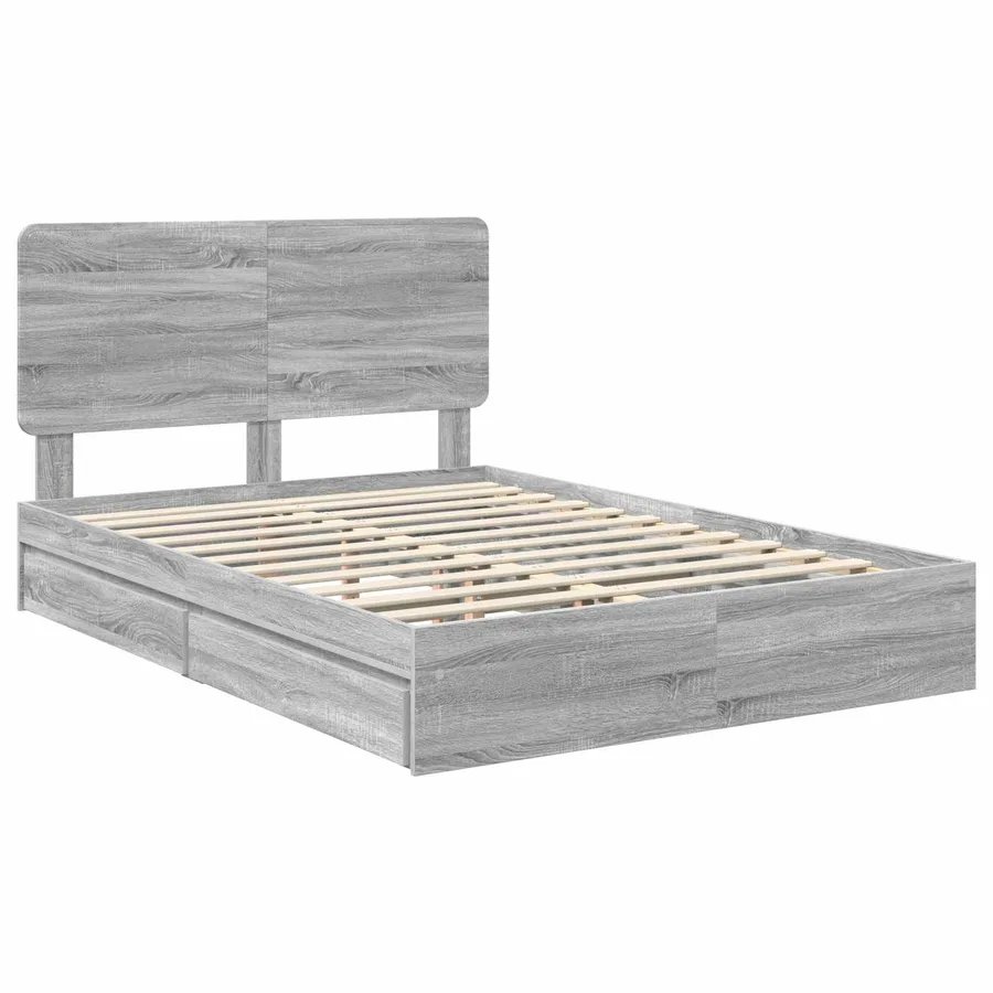 Lit de Rangement Gris Sonoma 150 x 200 cm Bois d'ingénierie - 4