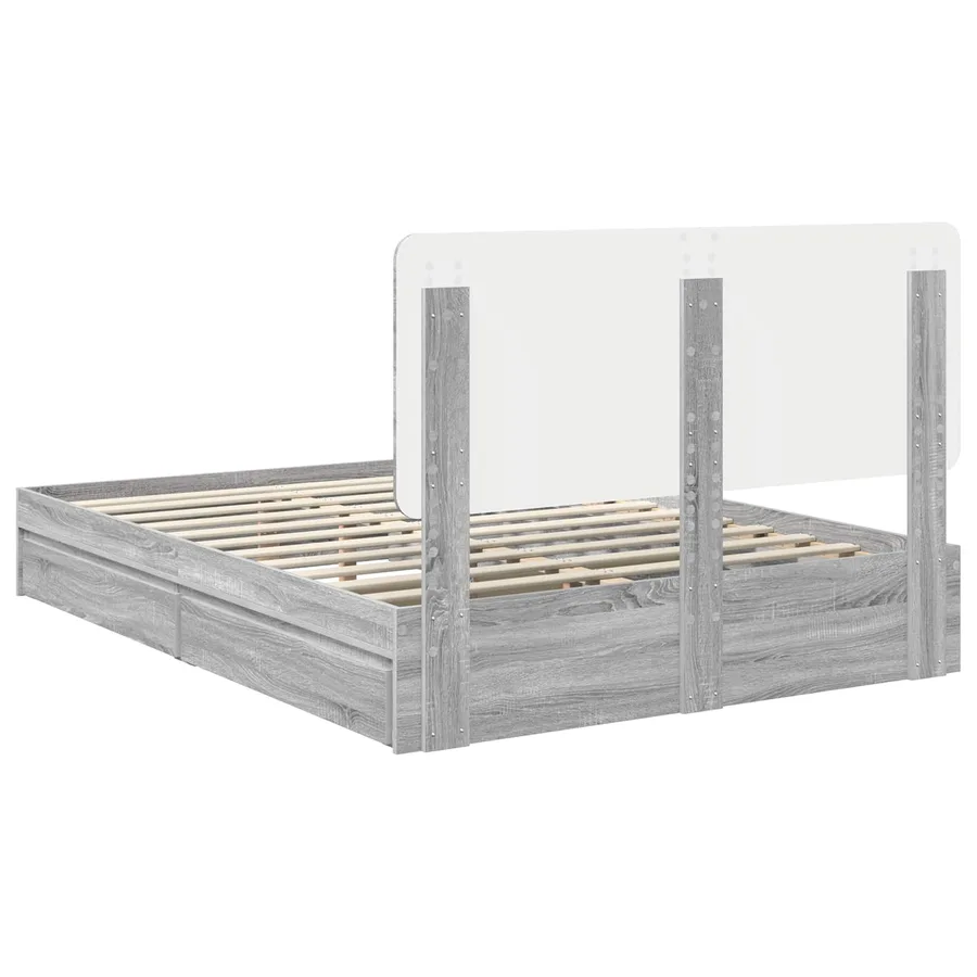 Lit de Rangement Gris Sonoma 150 x 200 cm Bois d'ingénierie - 8