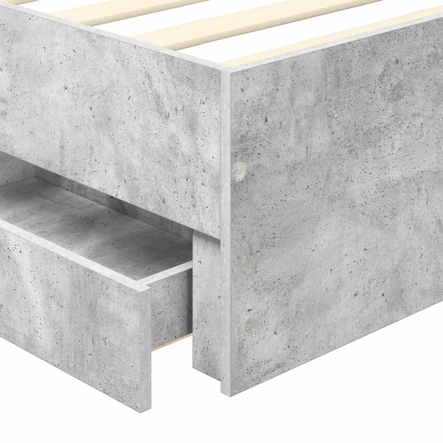 Cadre de lit Gris Béton 75 x 190 cm Bois d’ingénierie - 11