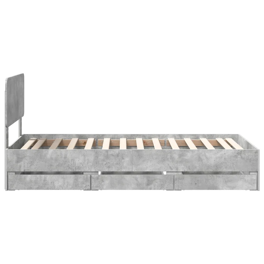Cadre de lit Gris Béton 75 x 190 cm Bois d’ingénierie - 9