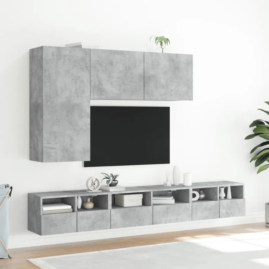 Meuble TV mural gris béton 60x30x30 cm bois d'ingénierie - 4