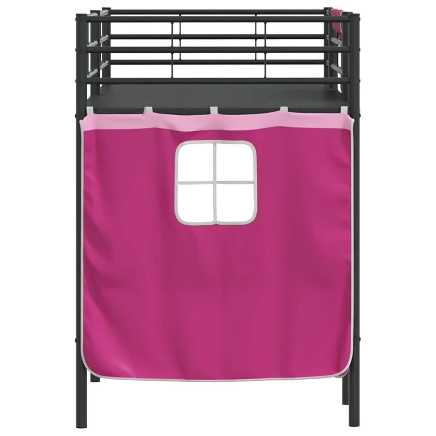Cadre de Lit Mezzanine pour Enfants avec Rideaux Noir et rose - 9