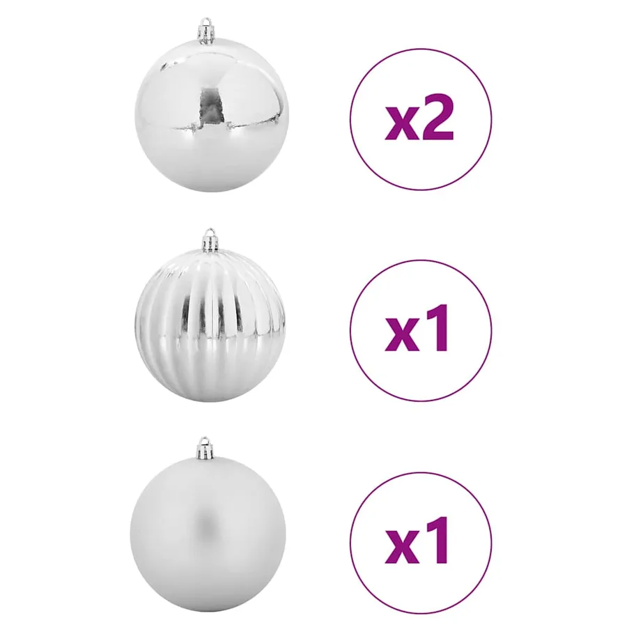 Set de Boules de Noël XXL 4 pcs Argent Ø 20 cm Plastique LED - 3
