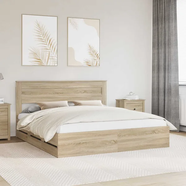Cadre de lit Chêne Sonoma 200 x 200 cm Bois Ingénierie