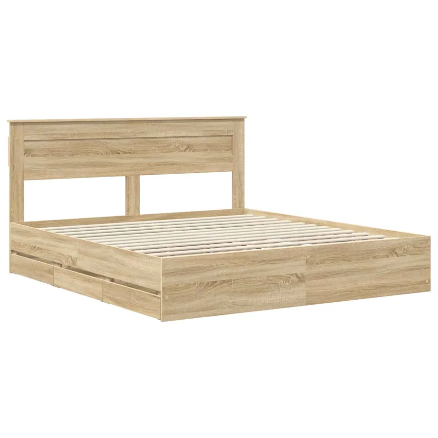 Cadre de lit Chêne Sonoma 200 x 200 cm Bois Ingénierie - 4
