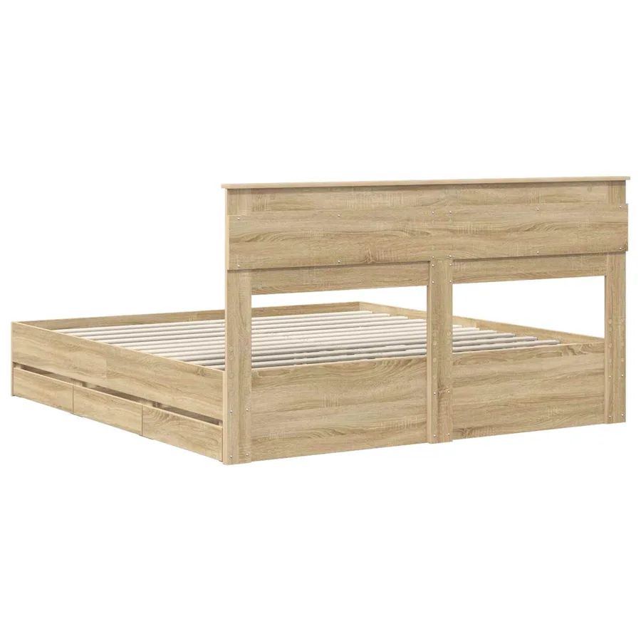 Cadre de lit Chêne Sonoma 200 x 200 cm Bois Ingénierie - 8