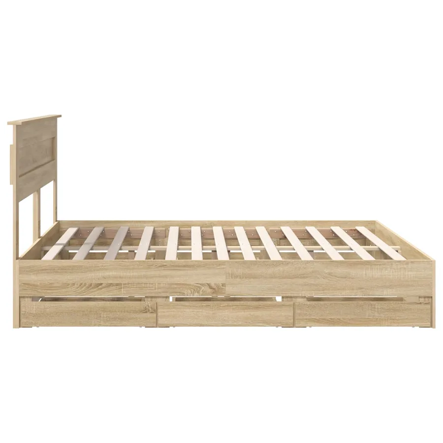 Cadre de lit Chêne Sonoma 200 x 200 cm Bois Ingénierie - 9