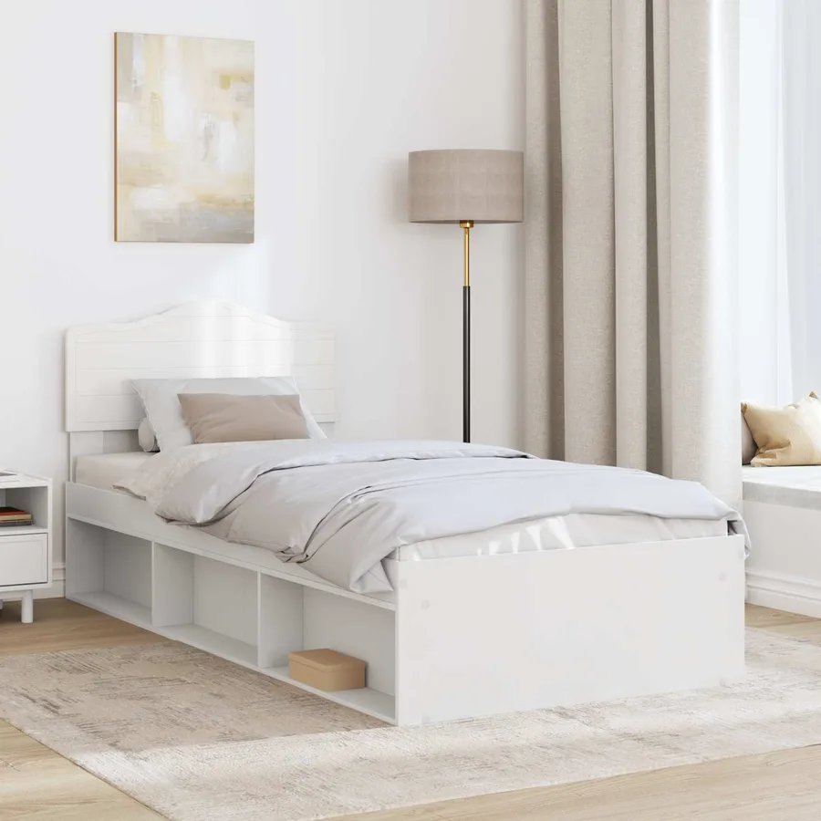 Cadre de lit Blanc 90 x 190 cm Bois de pin massif - 3