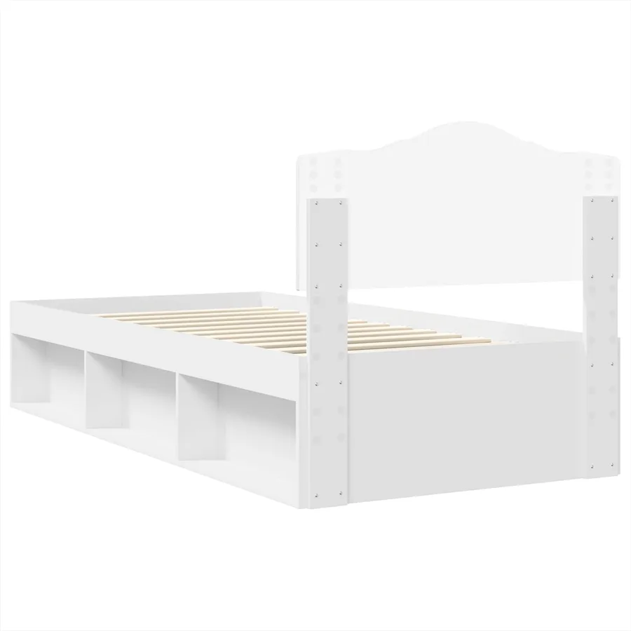 Cadre de lit Blanc 90 x 190 cm Bois de pin massif - 9