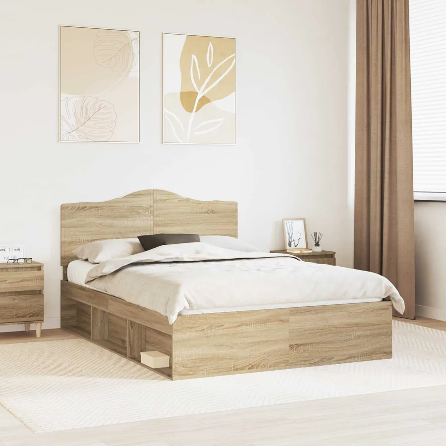 Cadre de lit Chêne Sonoma 150 x 200 cm Pin massif