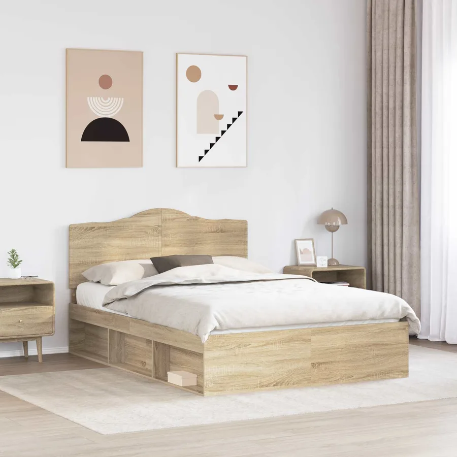 Cadre de lit Chêne Sonoma 150 x 200 cm Pin massif - 3