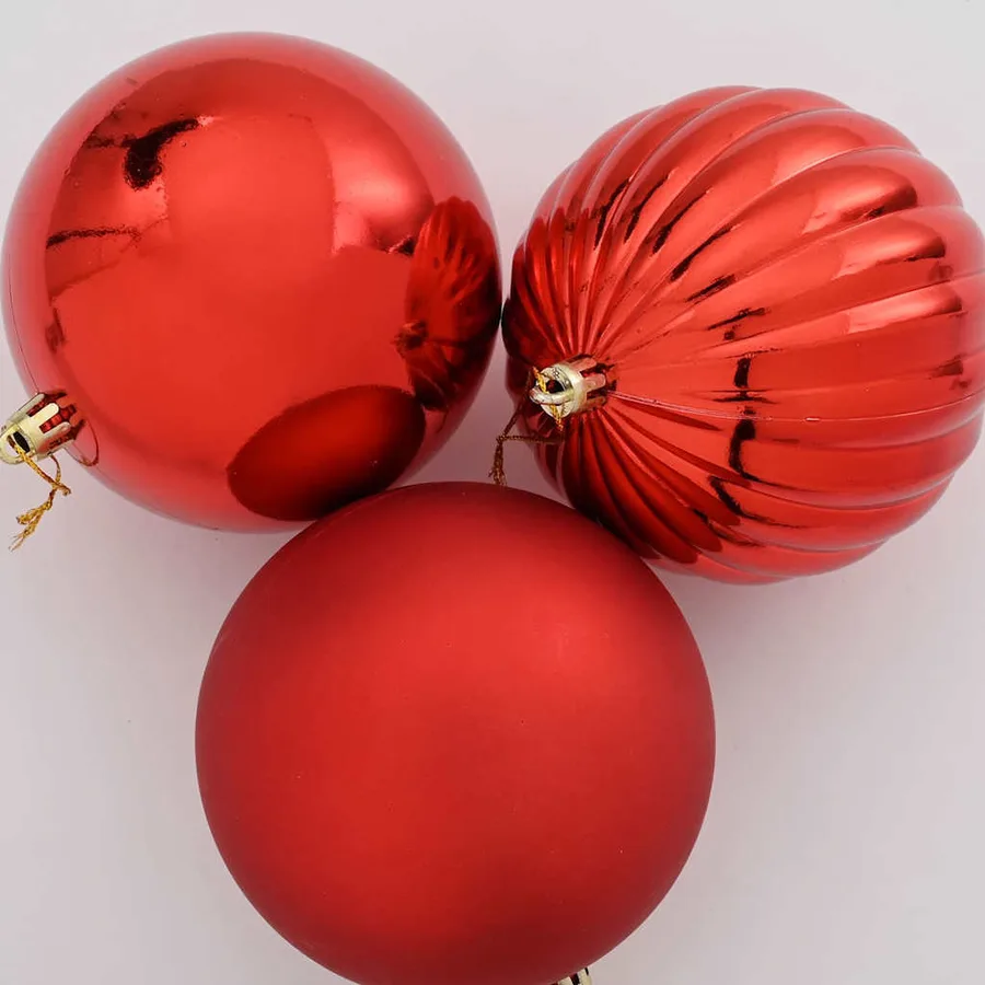 Ensemble de Boules de Noël XXL 3 pcs Rouge Ø 25 cm Plastique - 4