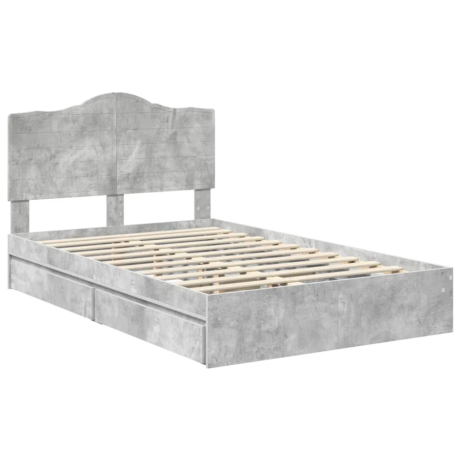Lit de Rangement Gris béton 135 x 190 cm Bois d'ingénierie - 4