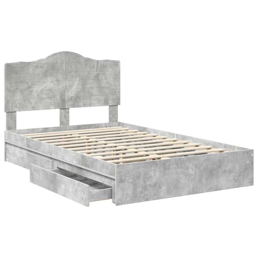 Lit de Rangement Gris béton 135 x 190 cm Bois d'ingénierie - 5