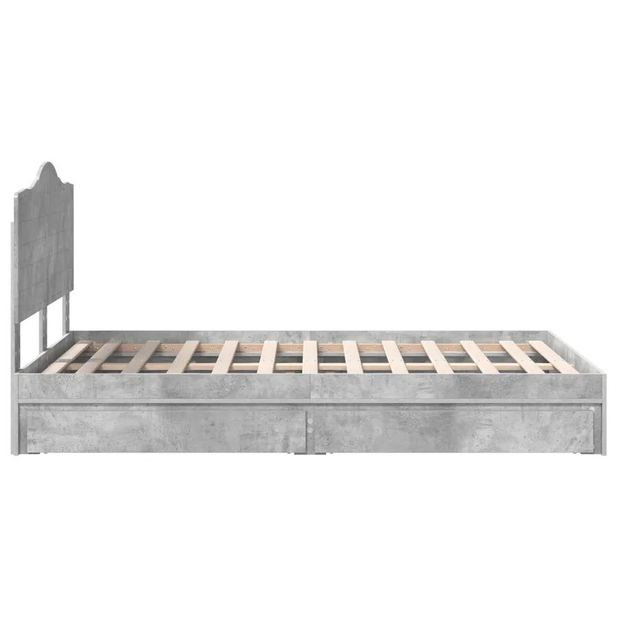 Lit de Rangement Gris béton 135 x 190 cm Bois d'ingénierie - 9