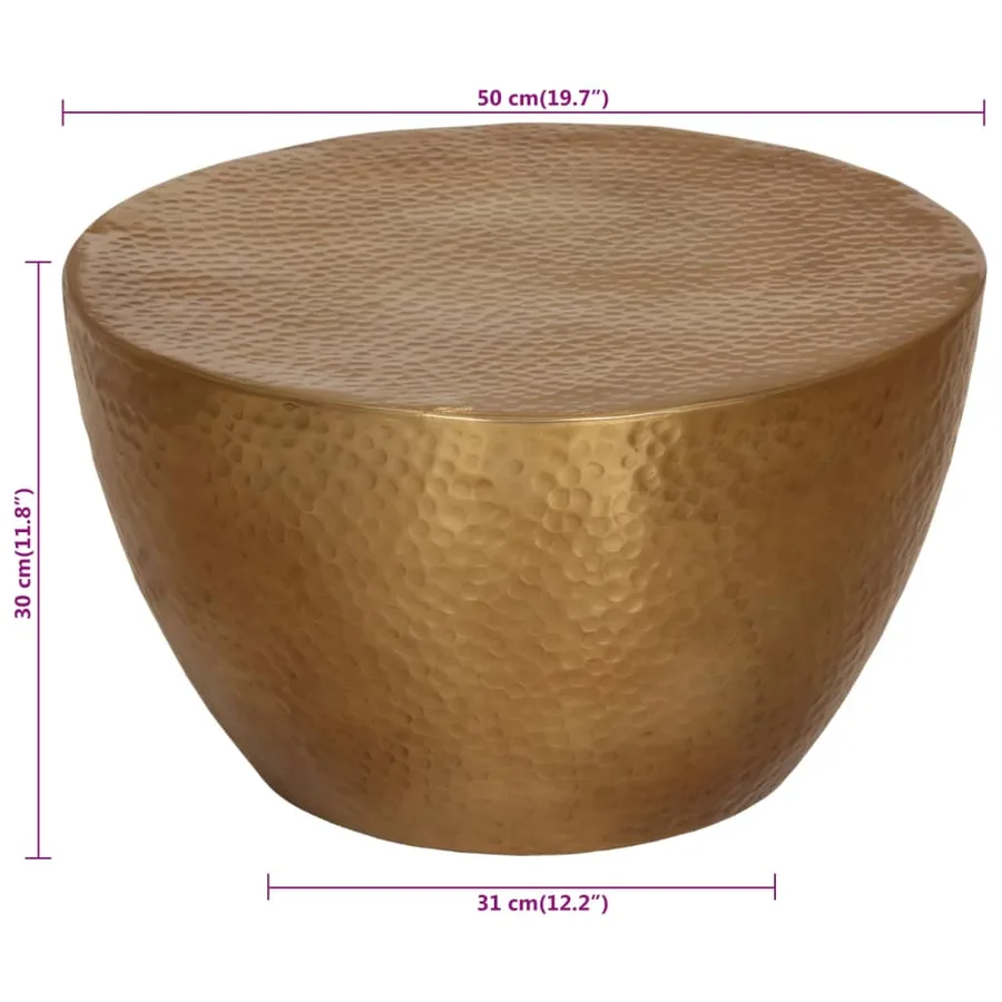 Table basse martelée en aluminium Ø 50x30 cm laiton - 9