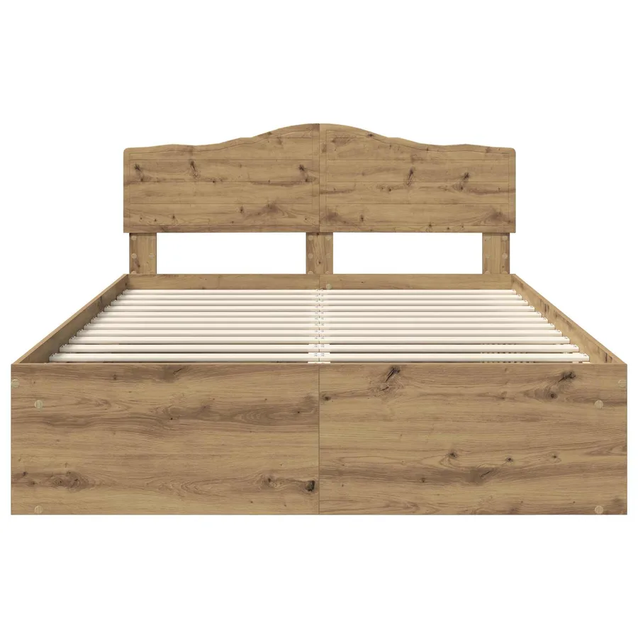 Cadre de lit Chêne artisan 140 x 190 cm Bois de pin massif - 7