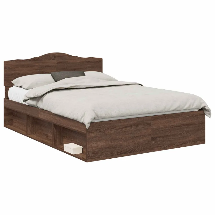 Cadre de lit Chêne brun 140 x 200 cm Bois de pin massif - 2