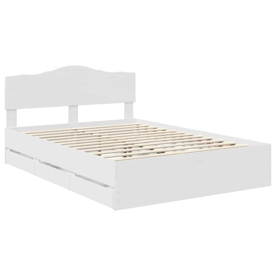 Cadre de lit avec tiroir Blanc 140 x 190 cm Bois Ingénierie - 4