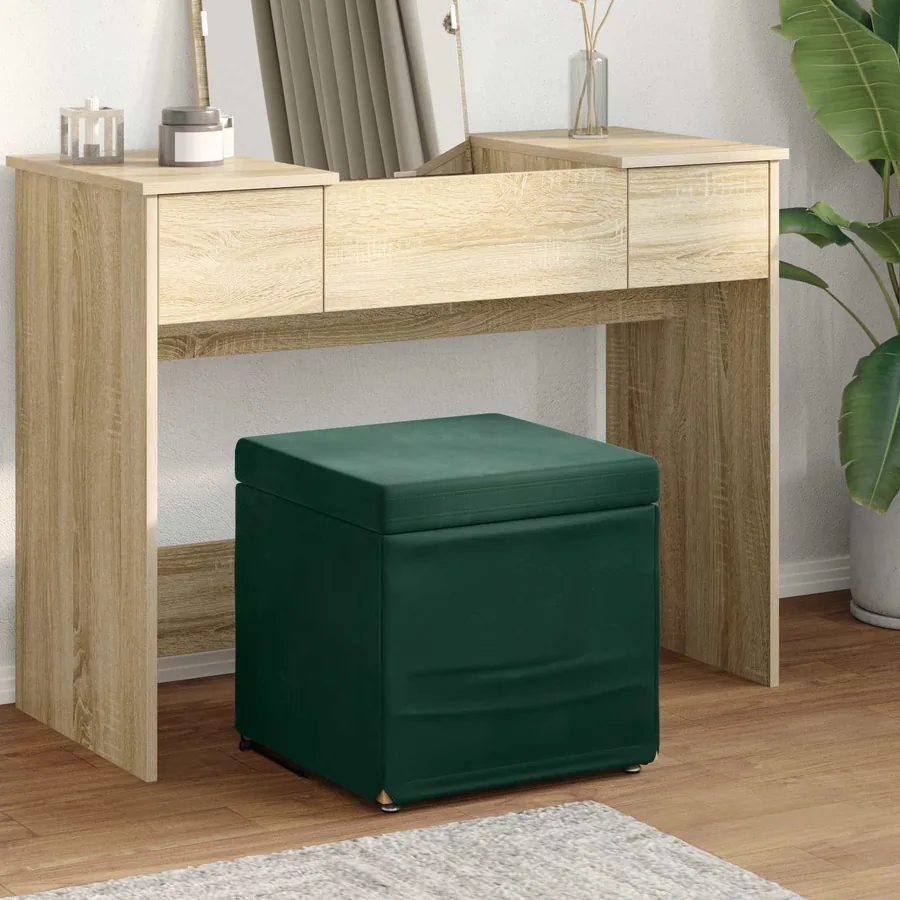 Tabouret Vert foncé 41 x 41 x 40 cm Velours et Bois Composite