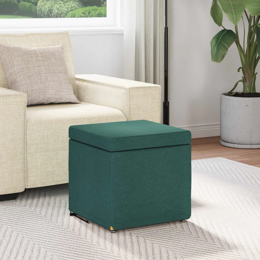 Tabouret Vert foncé 41 x 41 x 40 cm Tissu et bois stratifié - 3