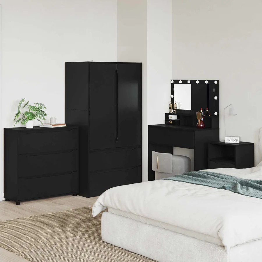 Armoire de rangement Noir 80 x 31 x 81 cm Bois d'ingénierie
