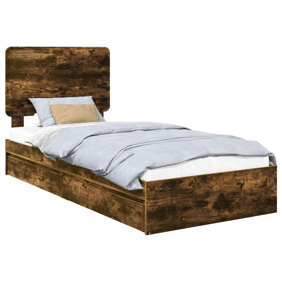 Lit de Rangement Chêne fumé 90 x 190 cm Bois d'ingénierie - 2