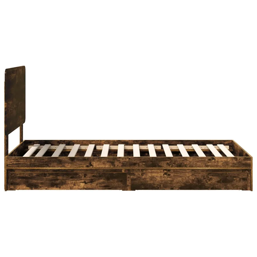 Lit de Rangement Chêne fumé 90 x 190 cm Bois d'ingénierie - 9