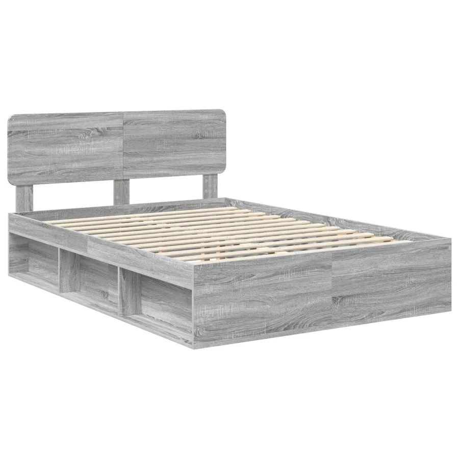 Cadre de lit Gris Sonoma 140 x 190 cm Pin massif - 4