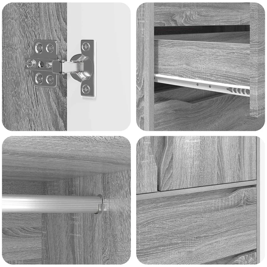 Armoire Gris Sonoma 79,5 x 49 x 156 cm Bois d’ingénierie - 10