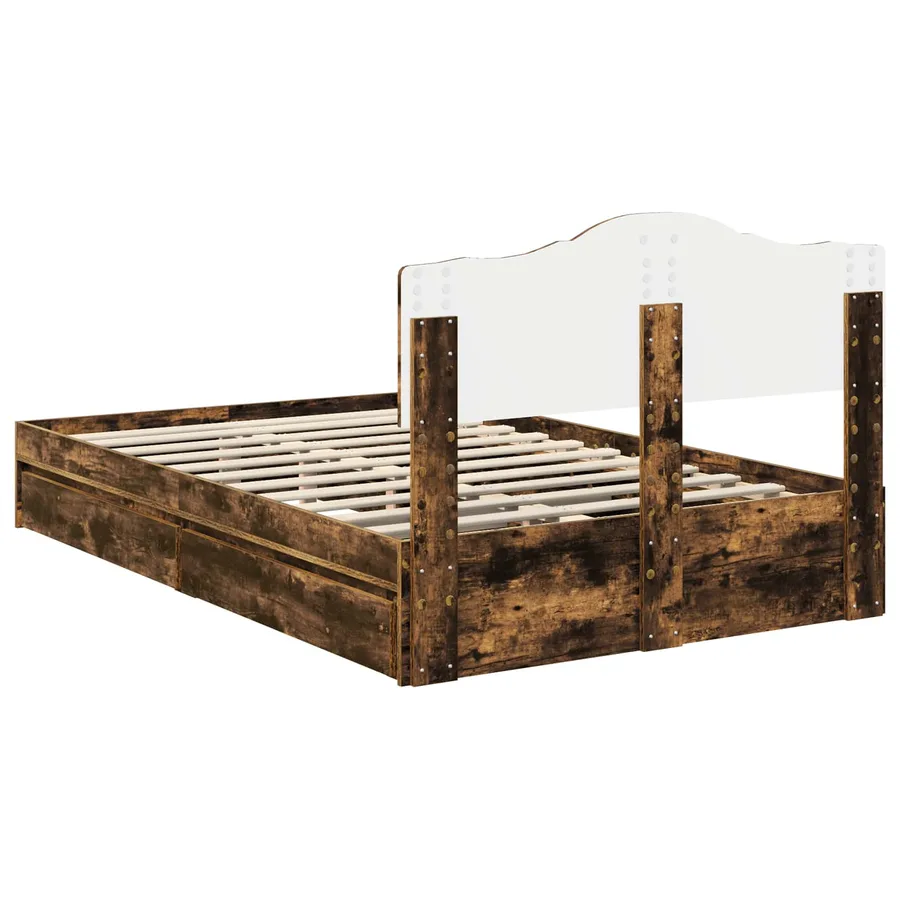 Lit de Rangement Chêne fumé 120 x 190 cm Bois d'ingénierie - 8