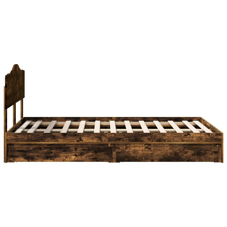 Lit de Rangement Chêne fumé 120 x 190 cm Bois d'ingénierie - 9