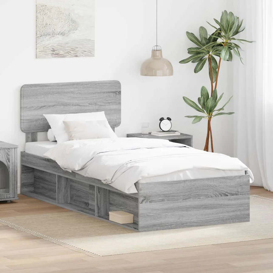 Cadre de lit Gris Sonoma 100 x 200 cm Pin massif