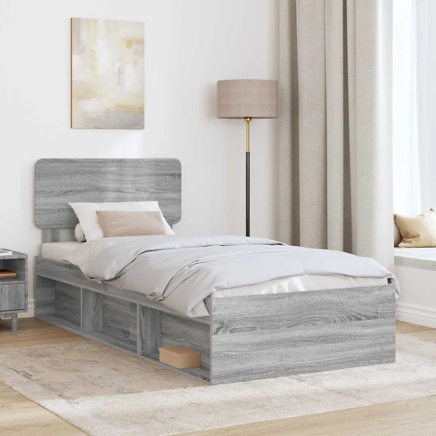 Cadre de lit Gris Sonoma 100 x 200 cm Pin massif - 3