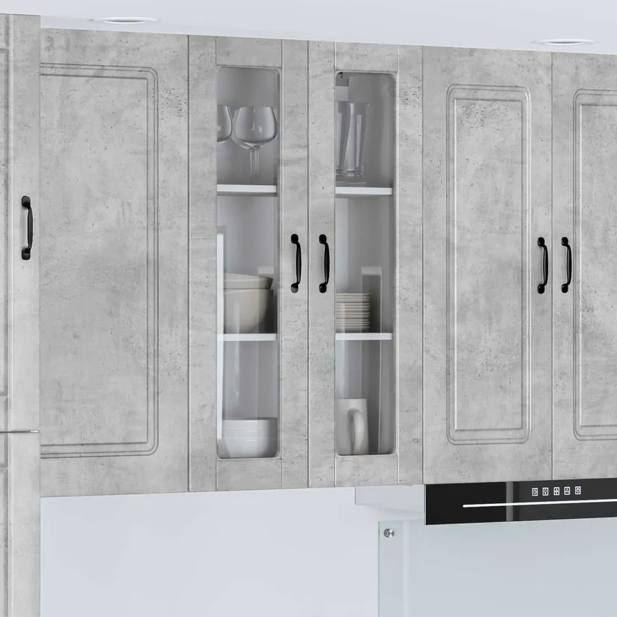 Cabinet en verre mural PORTO Gris béton 60 x 31 x 100 cm