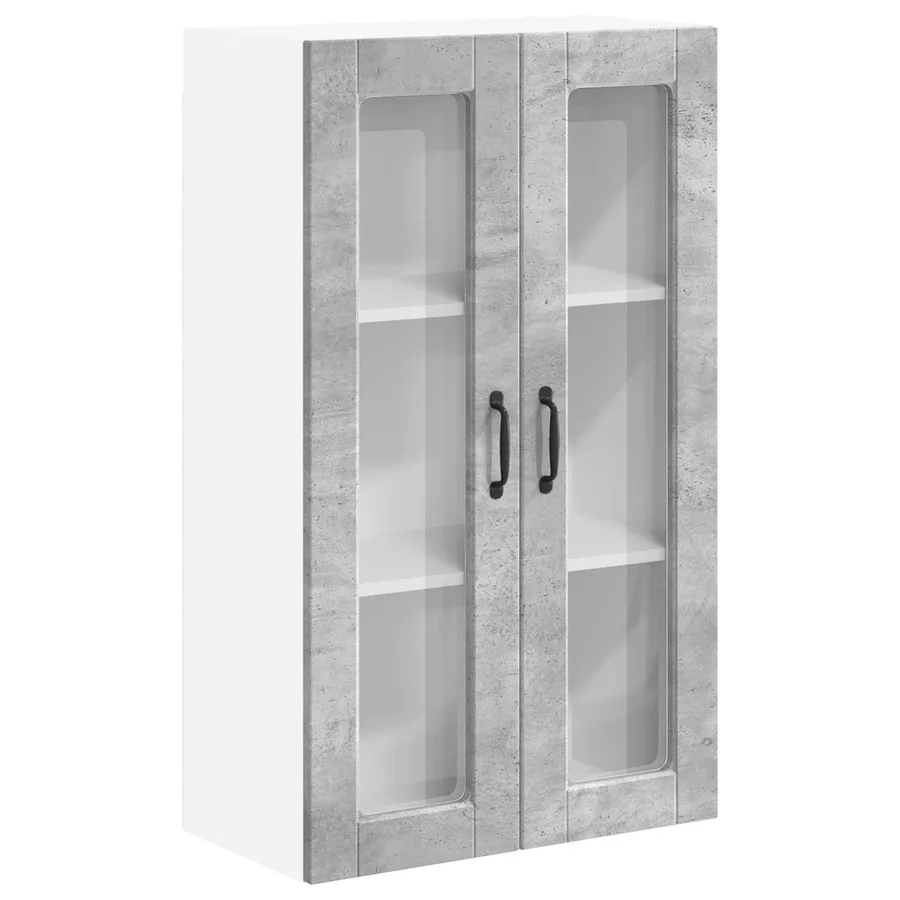 Cabinet en verre mural PORTO Gris béton 60 x 31 x 100 cm - 2