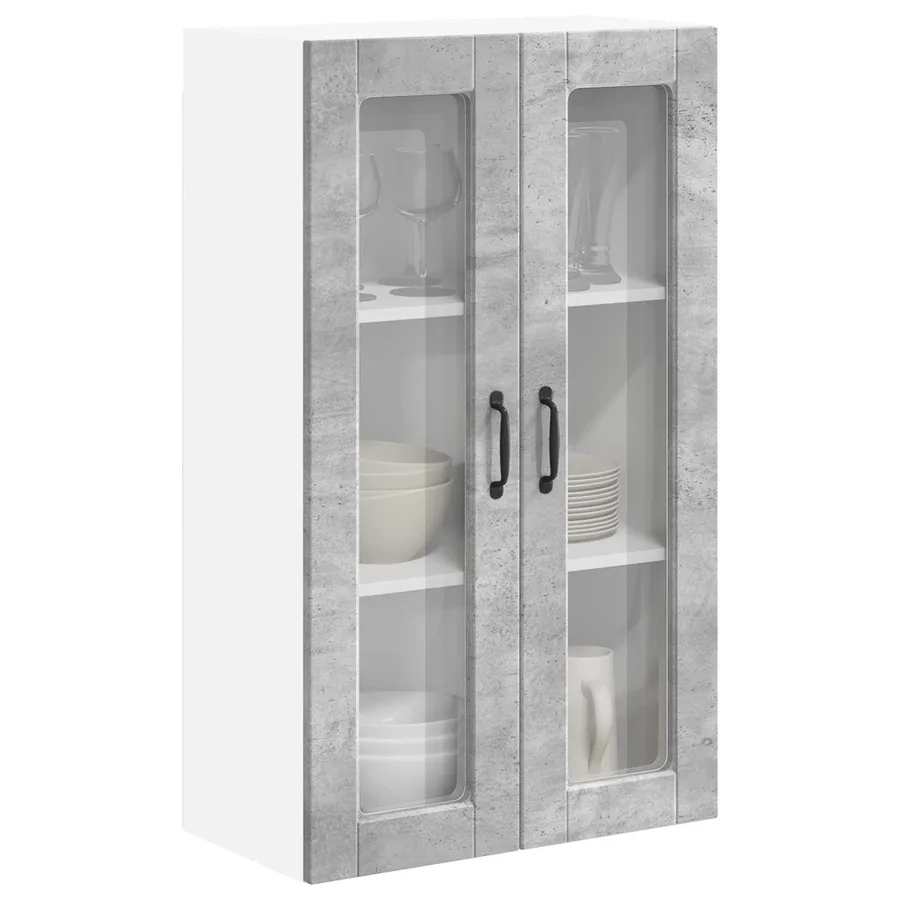 Cabinet en verre mural PORTO Gris béton 60 x 31 x 100 cm - 3