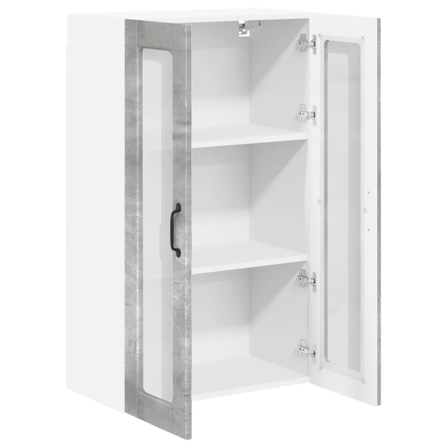 Cabinet en verre mural PORTO Gris béton 60 x 31 x 100 cm - 5