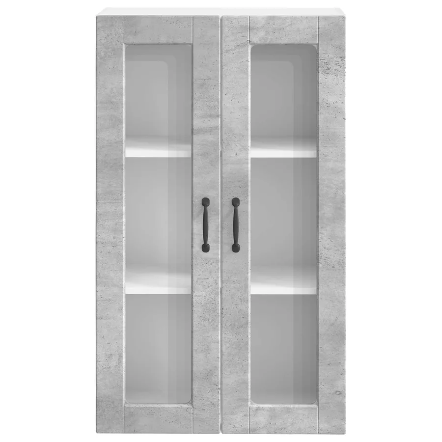 Cabinet en verre mural PORTO Gris béton 60 x 31 x 100 cm - 6