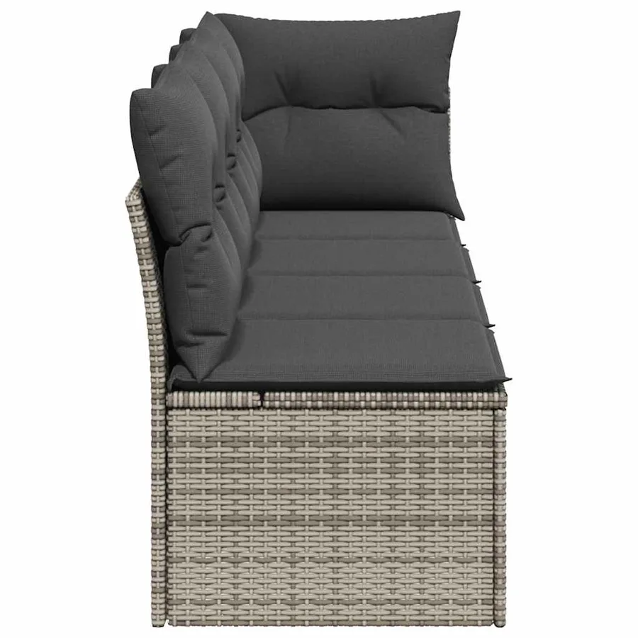 Canapé de jardin 4 places avec coussins gris résine tressée - 5