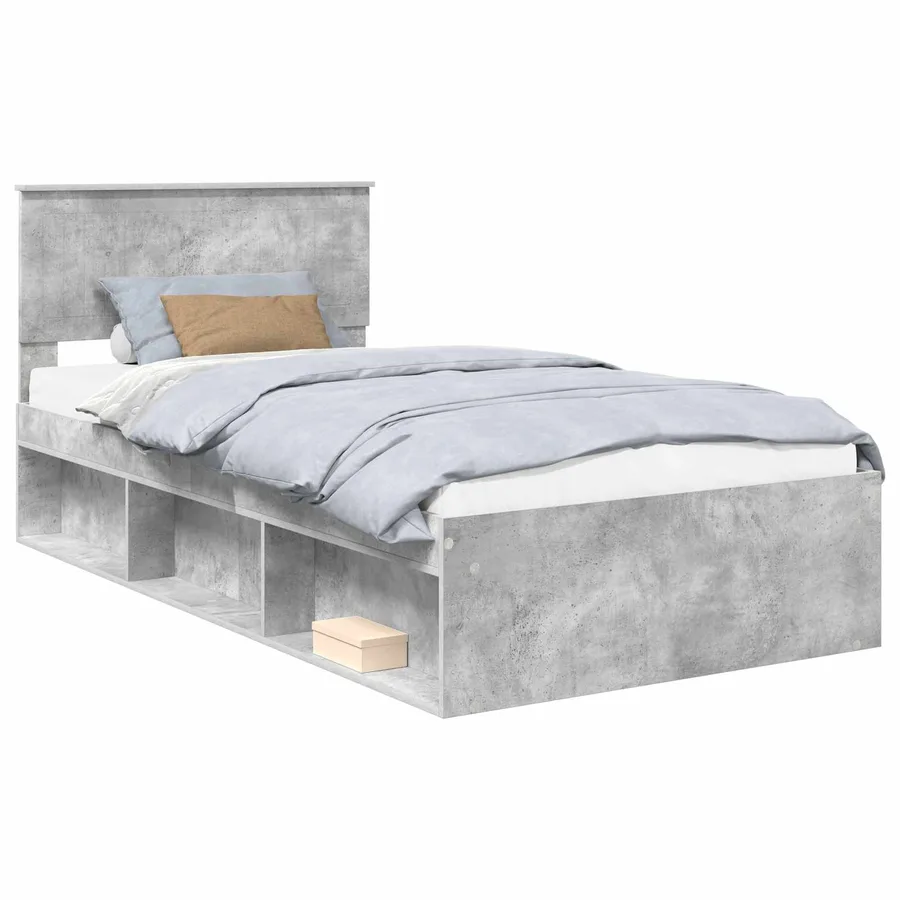 Cadre de lit Gris Béton 100 x 200 cm Pin massif - 2