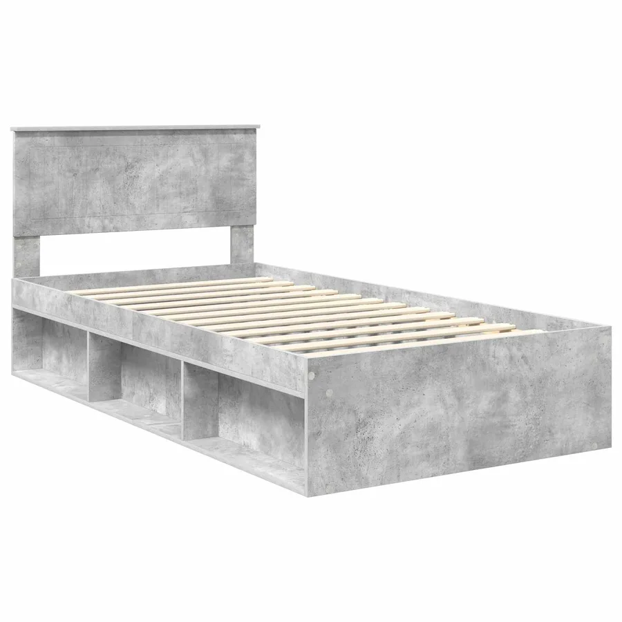 Cadre de lit Gris Béton 100 x 200 cm Pin massif - 4