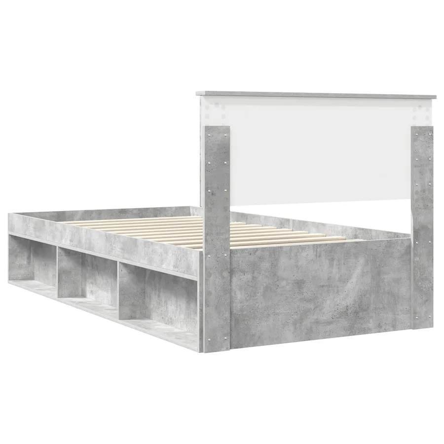 Cadre de lit Gris Béton 100 x 200 cm Pin massif - 9