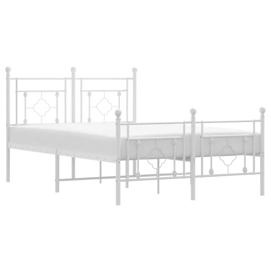 Cadre de lit métal sans matelas et pied de lit blanc 120x190 cm - 2