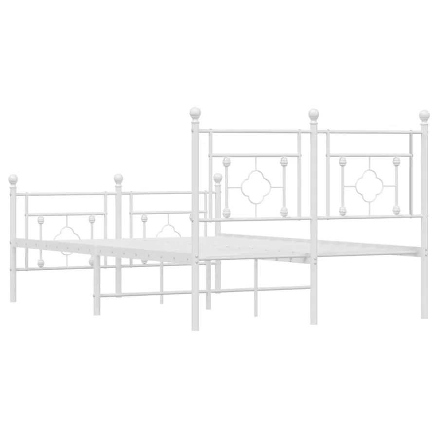 Cadre de lit métal sans matelas et pied de lit blanc 120x190 cm - 7