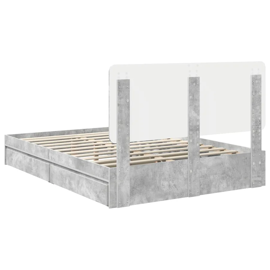 Lit de Rangement Gris béton 150 x 200 cm Bois d'ingénierie - 10