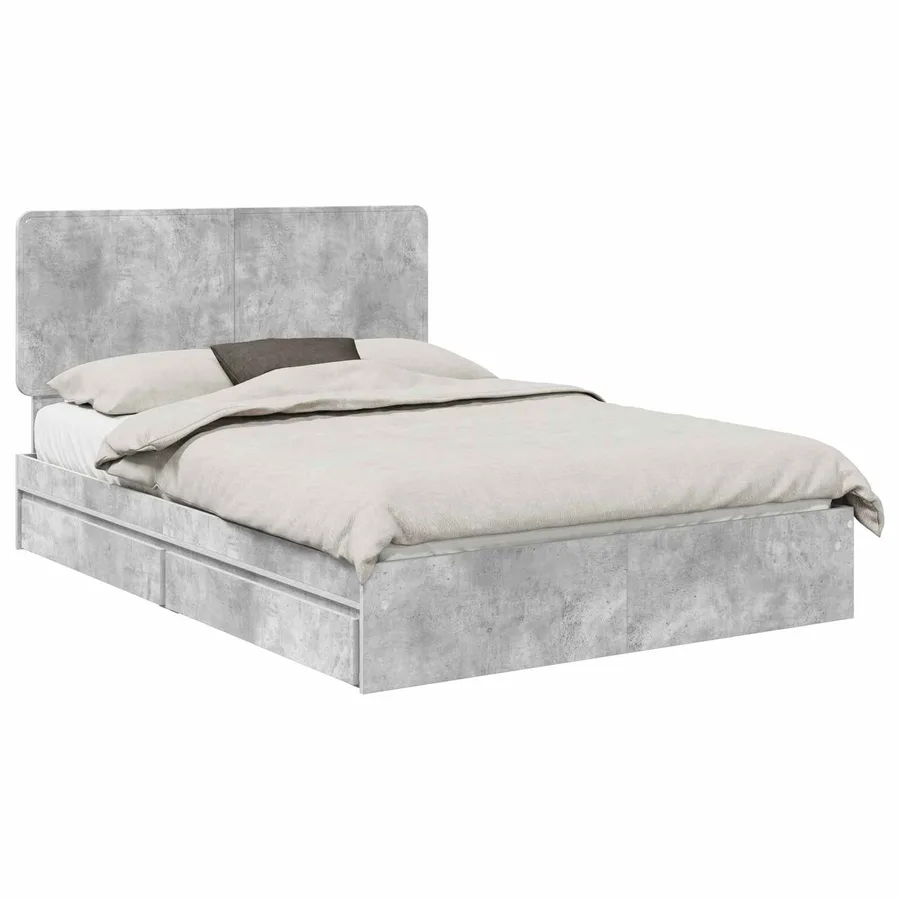 Lit de Rangement Gris béton 150 x 200 cm Bois d'ingénierie - 2